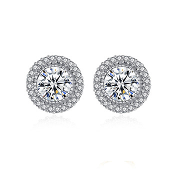 Classic Round CZ Hot 925 Sterling Silver Stud Earrings