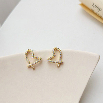 Wedding Hollow Heart 925 Sterling Silver Stud Earrings