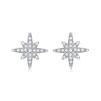 Girl  Shining Moissanite CZ Meteor Star 925 Sterling Silver Stud Earrings