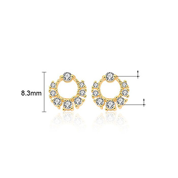 Sale CZ Mini Garland Circle 925 Sterling Silver Stud Earrings