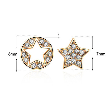 Asymmetry CZ Stars  925 Sterling Silver Stud Earrings