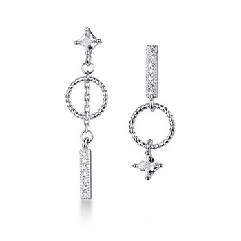 Cubic Zirconia Geometry 925 Sterling Silver Dangling Earrings