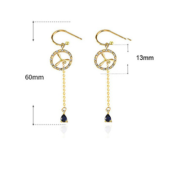 Women Hollow CZ Windmill Tassels 925 Sterling Silver Dangling Earrings