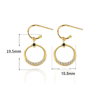 Simple CZ Hollow Circle 925 Sterling Silver Dangling Earrings