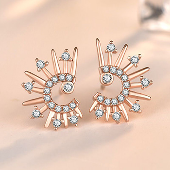 Office CZ Sun Shine 925 Sterling Silver Stud Earrings