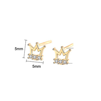 Cute Mini CZ Crown 925 Sterling Silver Stud Earrings