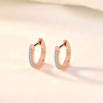 Simple Tiny CZ Circle 925 Sterling Silver Hoop Earrings