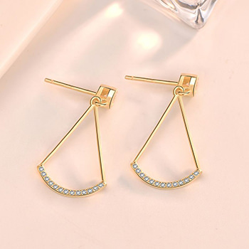 Classic Geometry CZ Triangle 925 Sterling Silver Dangling Earrings