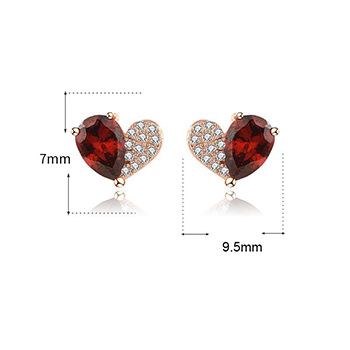 Sweet Asymmetry CZ Heart 925 Sterling Silver Stud Earrings