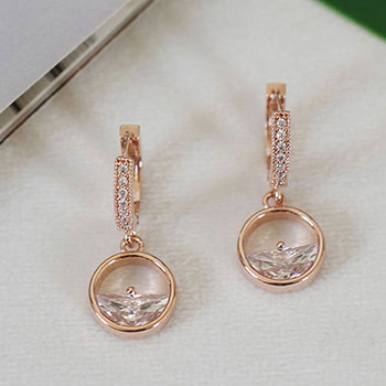 Hot Round CZ Lake 925 Sterling Silver Dangling Earrings