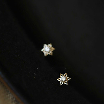 Gift Shining CZ Hexagram Star 925 Sterling Silver Stud Earrings