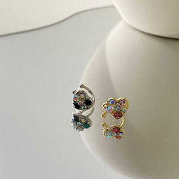 Girl Shining Colorful CZ Heart 925 Sterling Silver Non-Pierced Earrings