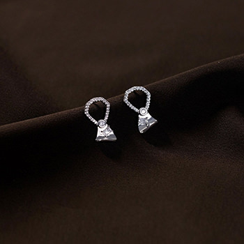 Fashion CZ Can Buckles Geometry 925 Sterling Silver Stud Earrings