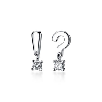 Cubic Zirconia Exclamation Question Mark 925 Sterling Silver Stud Earrings