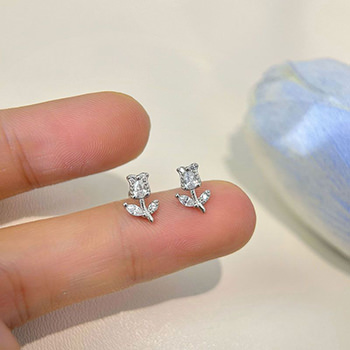 Girl CZ Tulip Flowers 925 Sterling Silver Stud Earrings