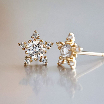 Graduation CZ Stars 925 Sterling Silver Stud Earrings