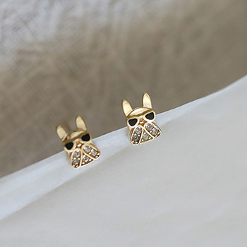 Cute CZ A Dog in Sunglasses 925 Sterling Silver Stud Earrings