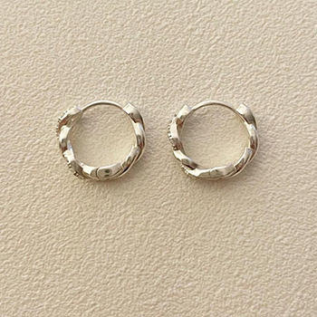 Office CZ Hollow Twisted 925 Sterling Silver Huggie Hoop Earrings