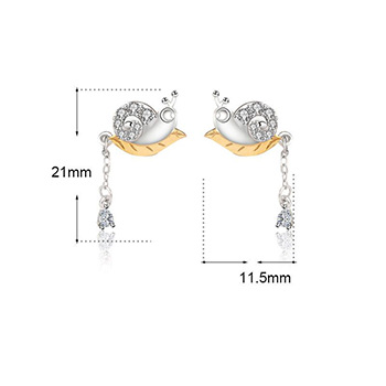 Cute CZ Animal Snail Tassels 925 Sterling Silver Dangling Earrings