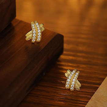 Modern Fashion CZ Cross 925 Sterling Silver Stud Earrings