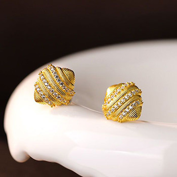 Cute CZ Food Croissant 925 Sterling Silver Stud Earrings