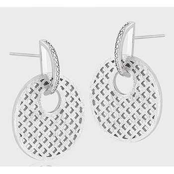 Casual Round Hollow Net 925 Sterling Silver Dangling Earrings