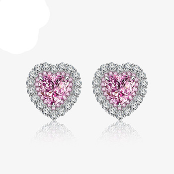 Created High Carbon Diamond CZ Border 925 Sterling Silver Stud Earrings