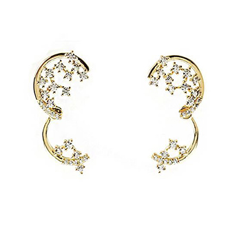 Cubic Zirconia Crescent Moon 925 Sterling Silver Stud Earrings