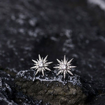 Office CZ Octopu Stars Shining 925 Sterling Silver Stud Earrings