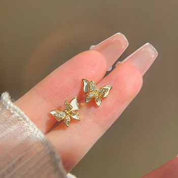 CZ Flying Butterflies Girl 925 Sterling Silver Stud Earrings