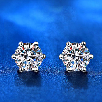 Minimalism Six Claw Moissanite CZ Simple 925 Sterling Silver Stud Earrings