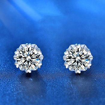 Minimalism Six Claw Moissanite CZ 925 Sterling Silver Stud Earrings