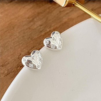 Micro Setting CZ Heart Love 925 Sterling Silver Stud Earrings