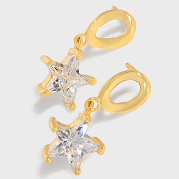 Classic CZ Stars 925 Sterling Silver Dangling Earrings