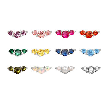 Simple Three Triangle Colorful CZ 925 Sterling Silver Stud Earrings