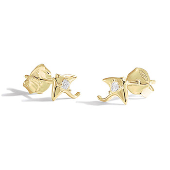 Cute CZ Ray Fish 925 Sterling Silver Stud Earrings