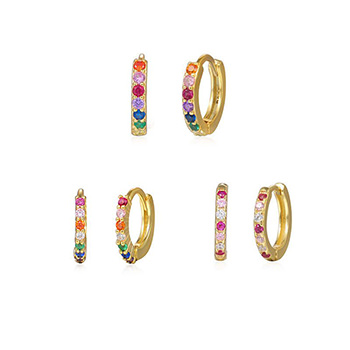 Fashion Colorful CZ 925 Sterling Silver Simple Hoop Earrings