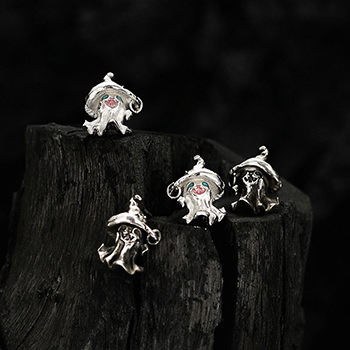 Halloween Holiday Magic Hat Ghost CZ 925 Sterling Silver Stud Earrings