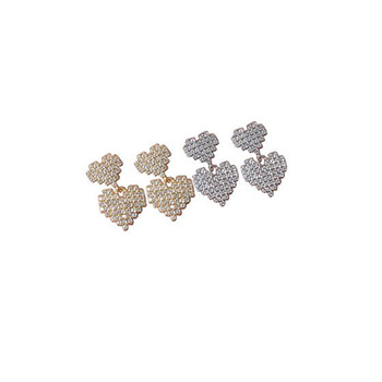 Cubic Zirconia Hearts Honey Moon 925 Sterling Silver Stud Earrings