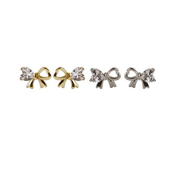 Sweet Cubic Zirconia Bowknot 925 Sterling Silver Stud Earrings