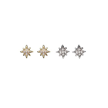 Minimalism Cubic Zirconia Stars 925 Sterling Silver Stud Earrings