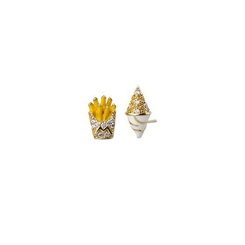 Cubic Zirconia Ice Cream Chips 925 Sterling Silver Stud Earrings