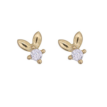 Mini Cubic Zirconia Rabbit Head 925 Sterling Silver Earrings