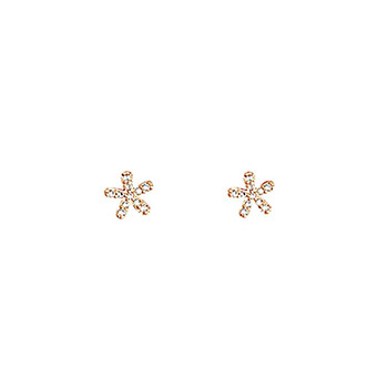 Mini Cubic Zirconia Flower 925 Sterling Silver Stud Earrings