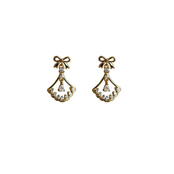 Cubic Zirconia Bowknot 925 Sterling Silver Dangling Earrings