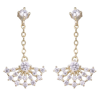 Elegant Cubic Zirconia Sector 925 Sterling Silver Dangling Earrings