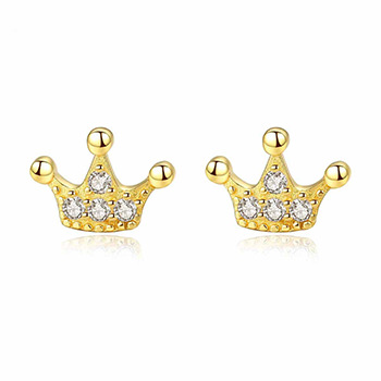 Cubic Zirconia Crown Queen 925 Sterling Silver Stud Earring