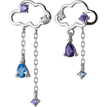 Hollow Cloud Cubic Zirconia Tassels 925 Sterling Silver Dangling Earrings