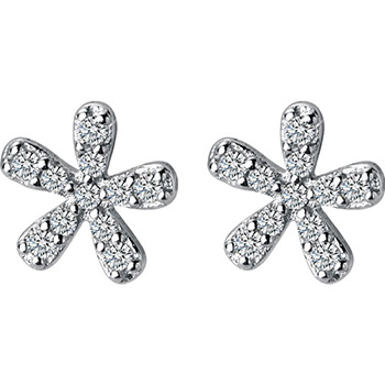 Sweet Cubic Zirconia Flowers 925 Sterling Silver Studs Earrings