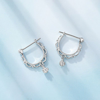 Cubic Zirconia Waterdrop Lace 925 Sterling Silver Hoop Earrings